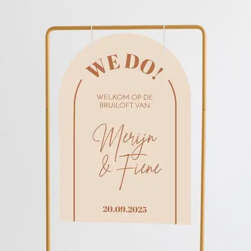 Welkomstbord bruiloft halfrond trendy